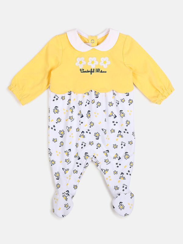 Girls Medium Yellow Leg Opening Baby Suit image number null