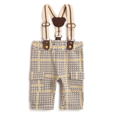 Boys Brown Checked Trousers