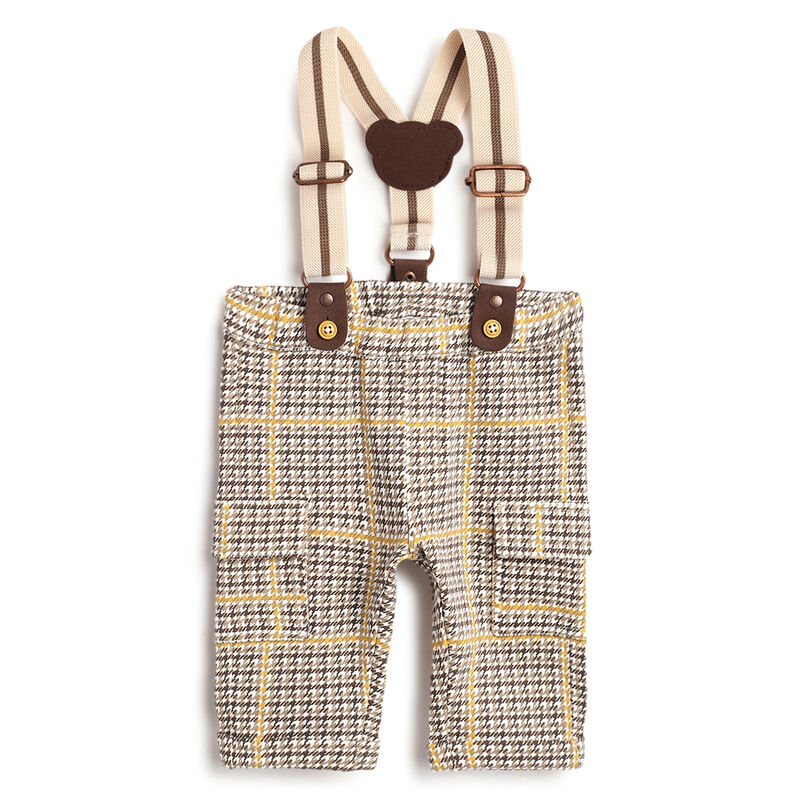 Boys Brown Checked Trousers image number 0