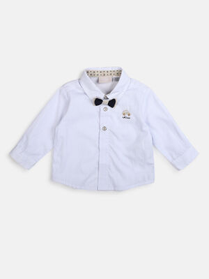 Boys White Long Sleeve Woven Shirt