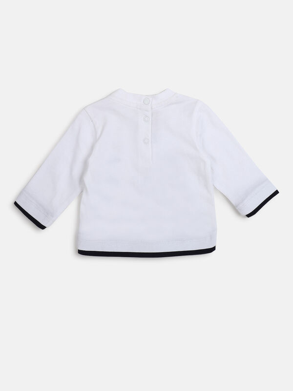 Boys White Printed Long Sleeve Knitted T- Shirt image number null