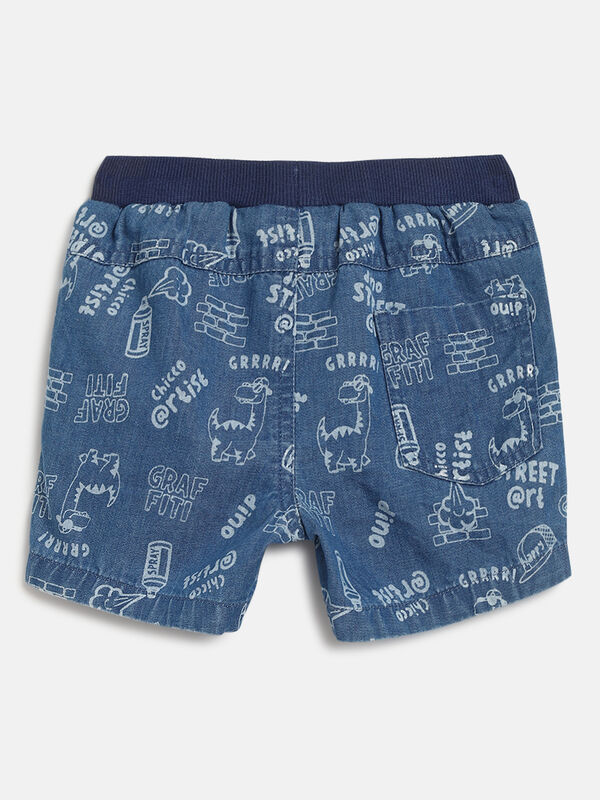 Boys Medium Blue Printed Short Trouser image number null