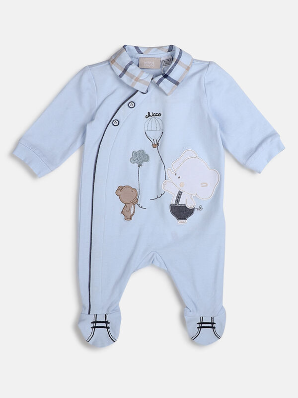 Boys Light Blue Front Opening Babysuit image number null