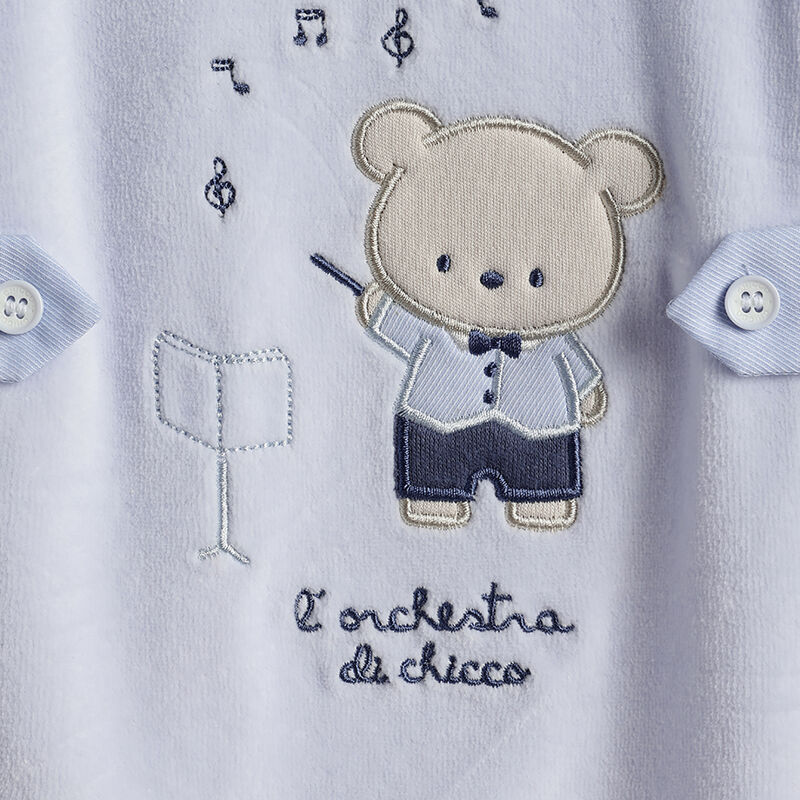 Boys White and Blue Embroidered Smock with Leggings image number 7