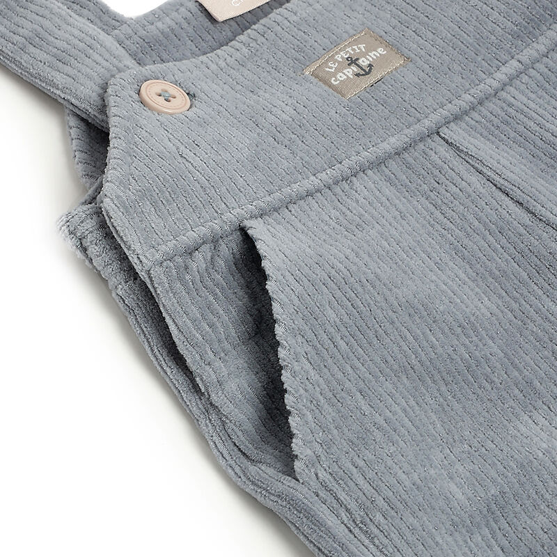 Boys Medium Light Blue Solid Long Dungaree image number 3