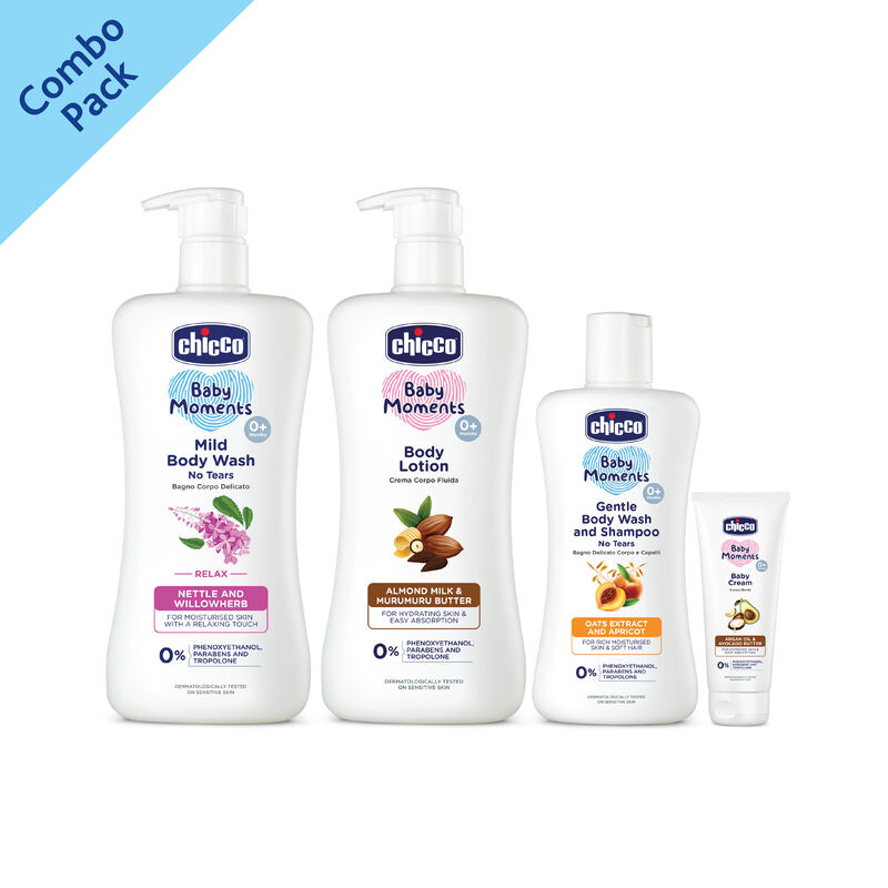 Combo- Mild Body Wash Relax 500ML + Body Lotion 500ML + Shampoo 200ML + Baby Cream 100ML image number null