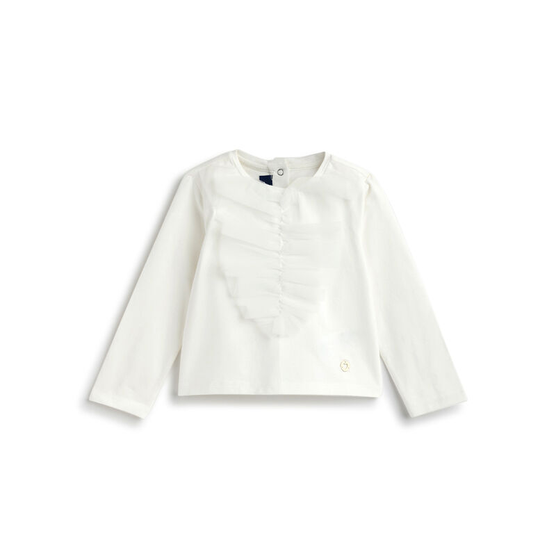Girls White Self Design Long Sleeve T- Shirt image number 0