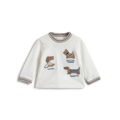 Boys White Embellished Long Sleeve T- Shirt