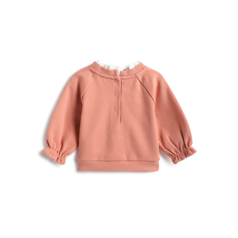 Girls Peach Applique Sweatshirt with Long Trouser image number 1