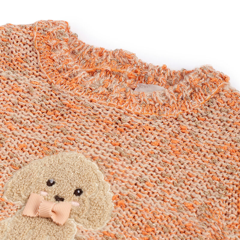 Girls Orange Ribbed Pullover image number 2