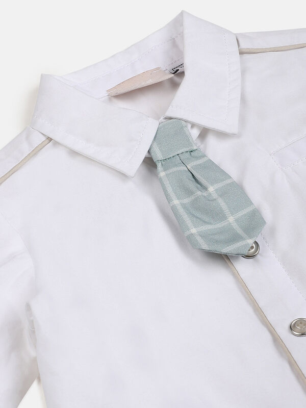 Boys White Long Sleeve Woven Shirt image number null