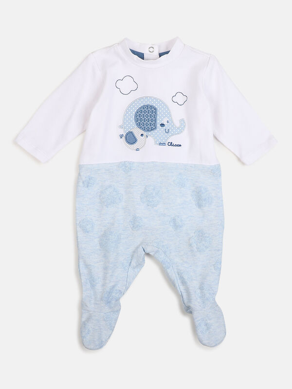 Boys Light Blue Nappy Opening Babysuit image number null