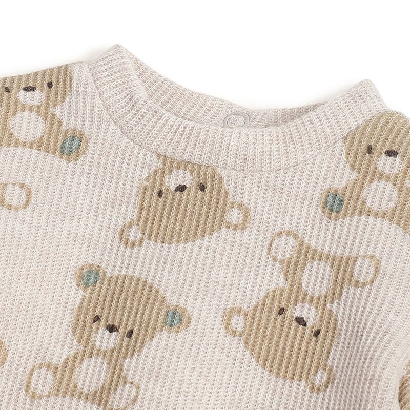 Boys Beige Animal Printed Leg Opening Babysuit image number 2