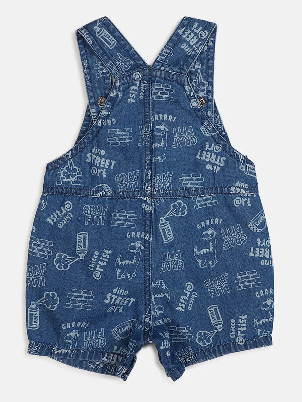 Boys Medium Blue Woven Short Dungaree image number null