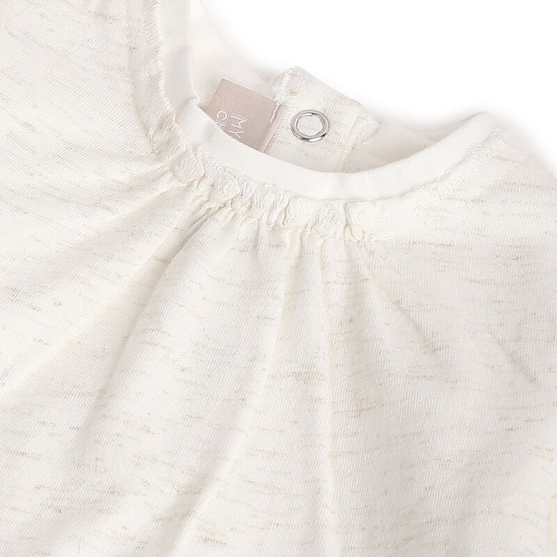 Girls White and Beige Embellished T-shirt with Long Trouser image number 4