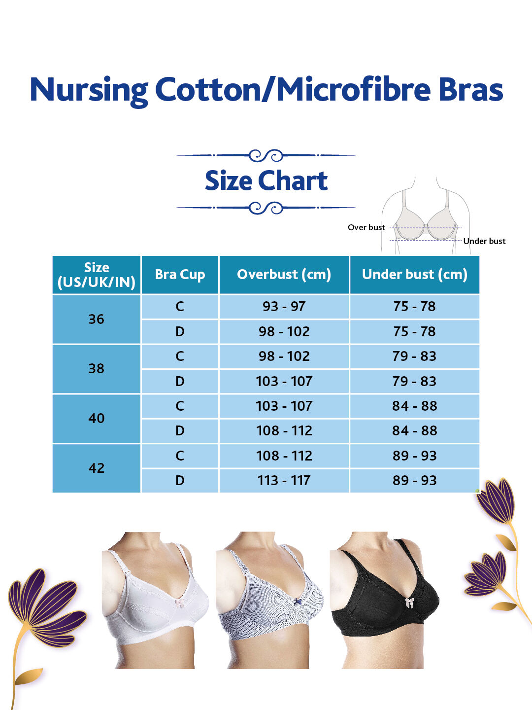 Nursing bra discount size