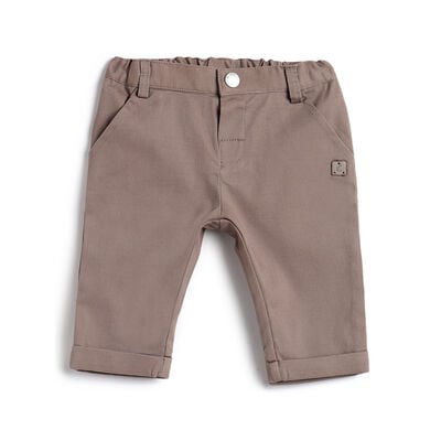 Boys Medium Brown Solid Trousers