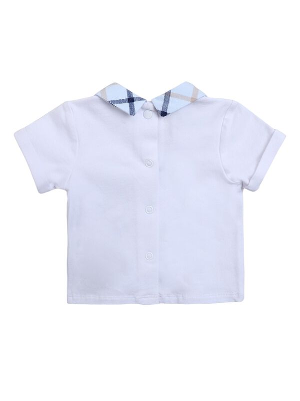 Boys White & Blue Printed Polo with Short Pants image number 1