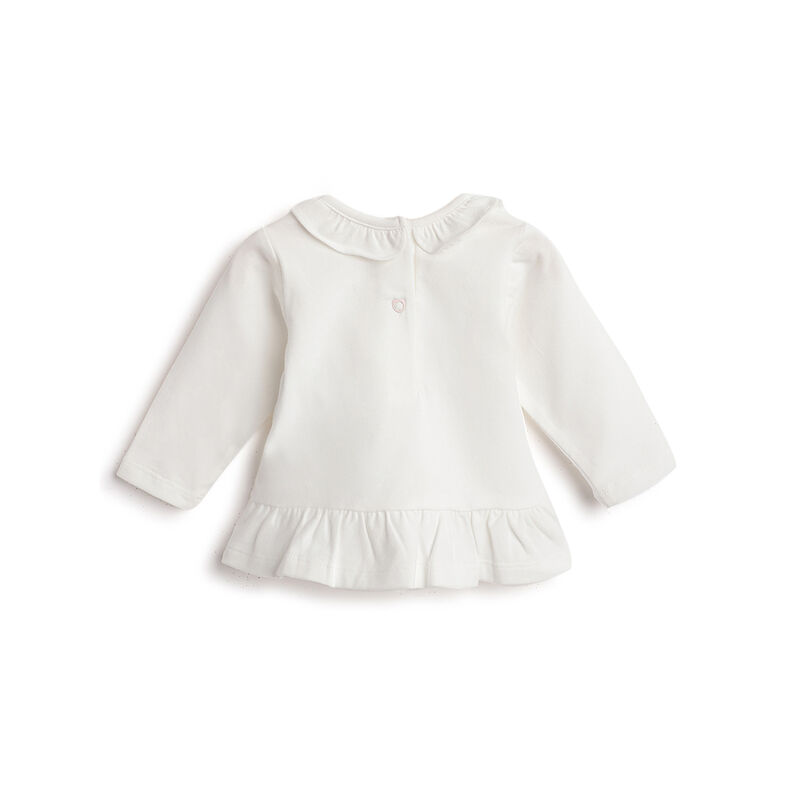Girls White Applique Long Sleeve T- Shirt image number 1