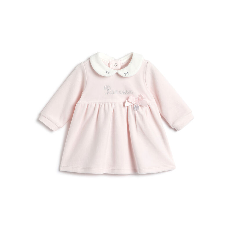 Girls Light Pink Embellished Long Sleeve Dress image number 0