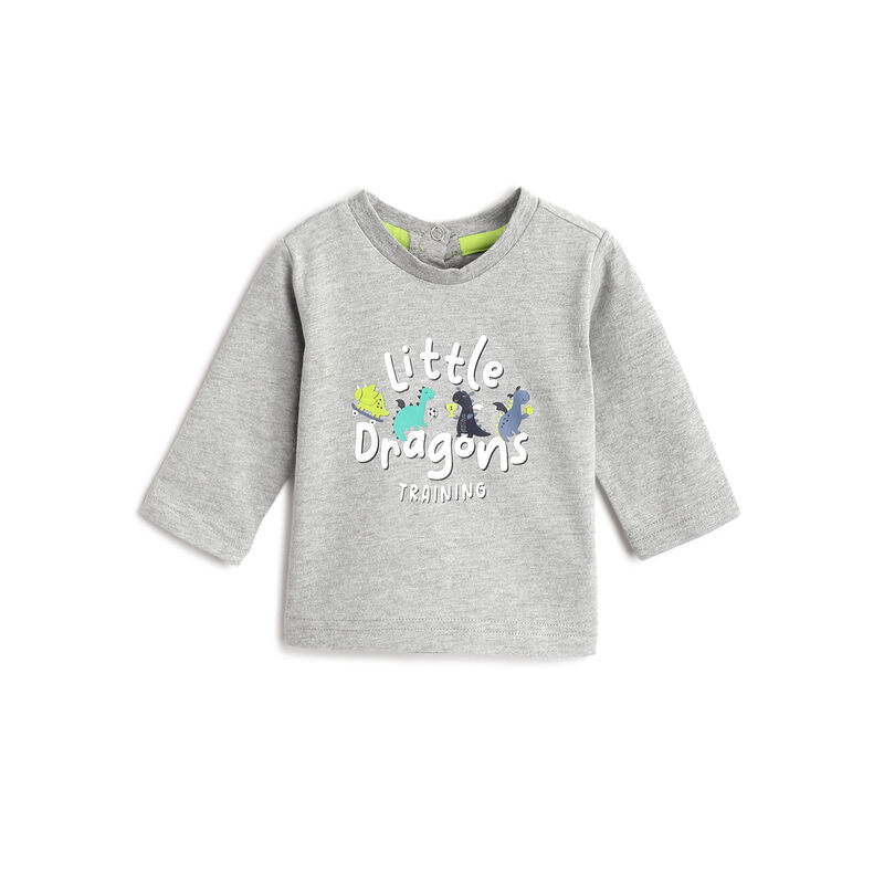 Boys Light Grey Graphic Printed Long Sleeve T- Shirt image number 0