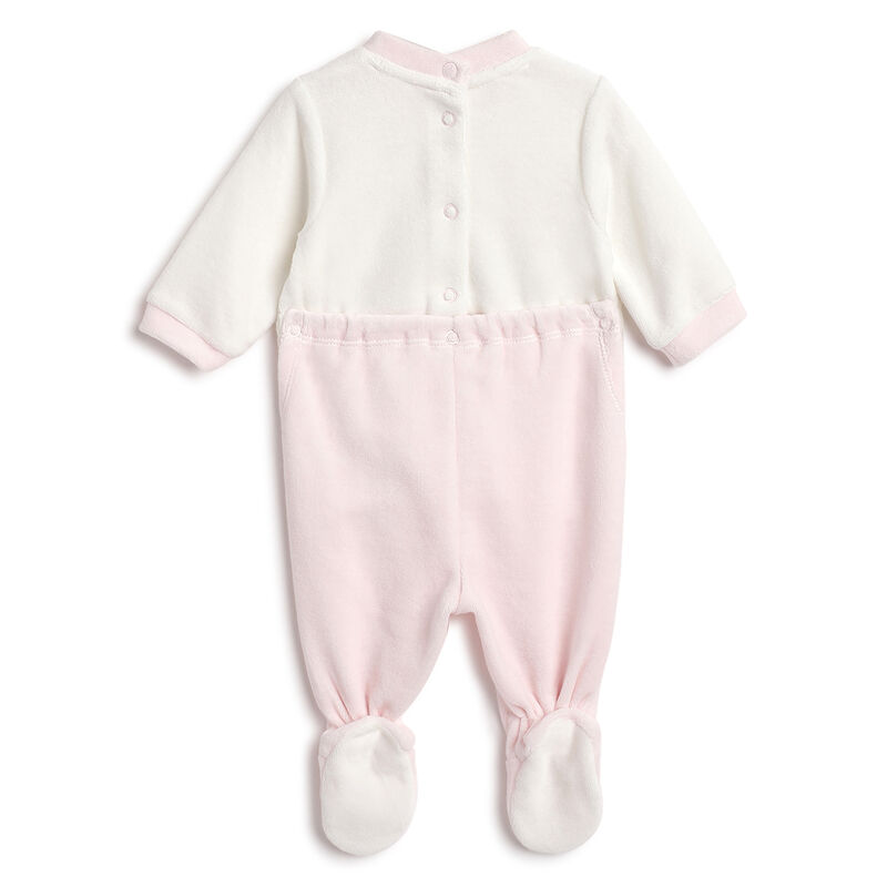 Girls Light Pink Embroidered Nappy opening Babysuit image number 1
