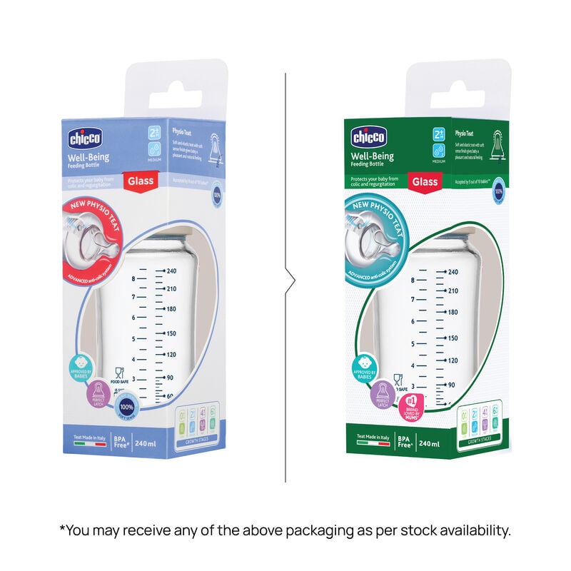 Well-Being Glass Feeding Bottle (240ml, Medium Flow) (Neutral) image number 6