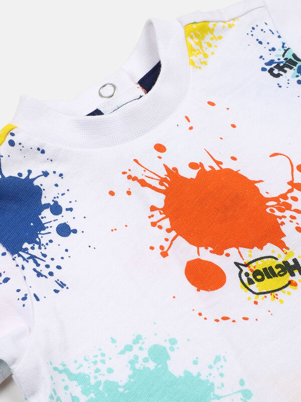 Boys White Short Sleeve Knitted T- Shirt image number null