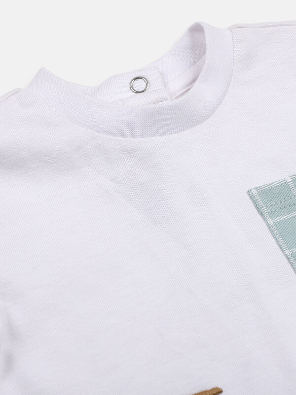 Boys White & Medium Light Blue T-Shirt with Short Pants image number null