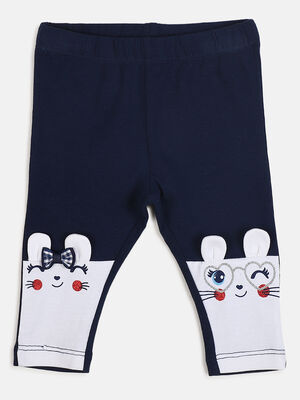 Girls Medium Blue Printed Legging