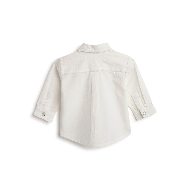 Boys White Self Design Long Sleeve Shirt image number 1