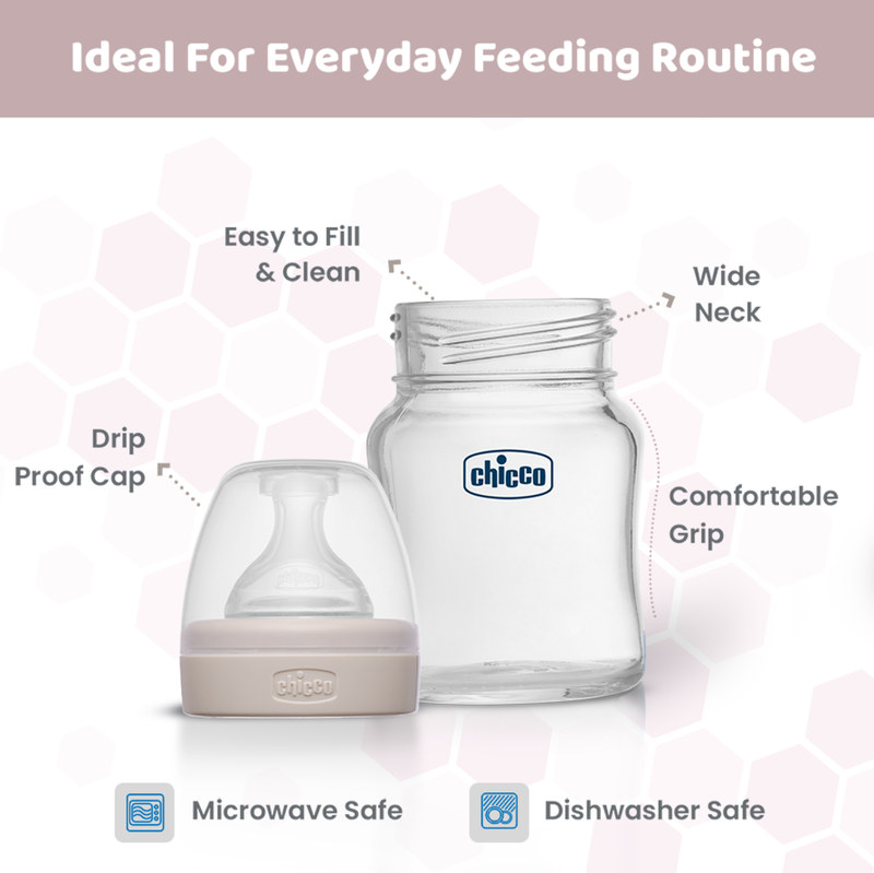 Well-Being Glass Feeding Bottle (120ml, Slow Flow) (Neutral) image number 3