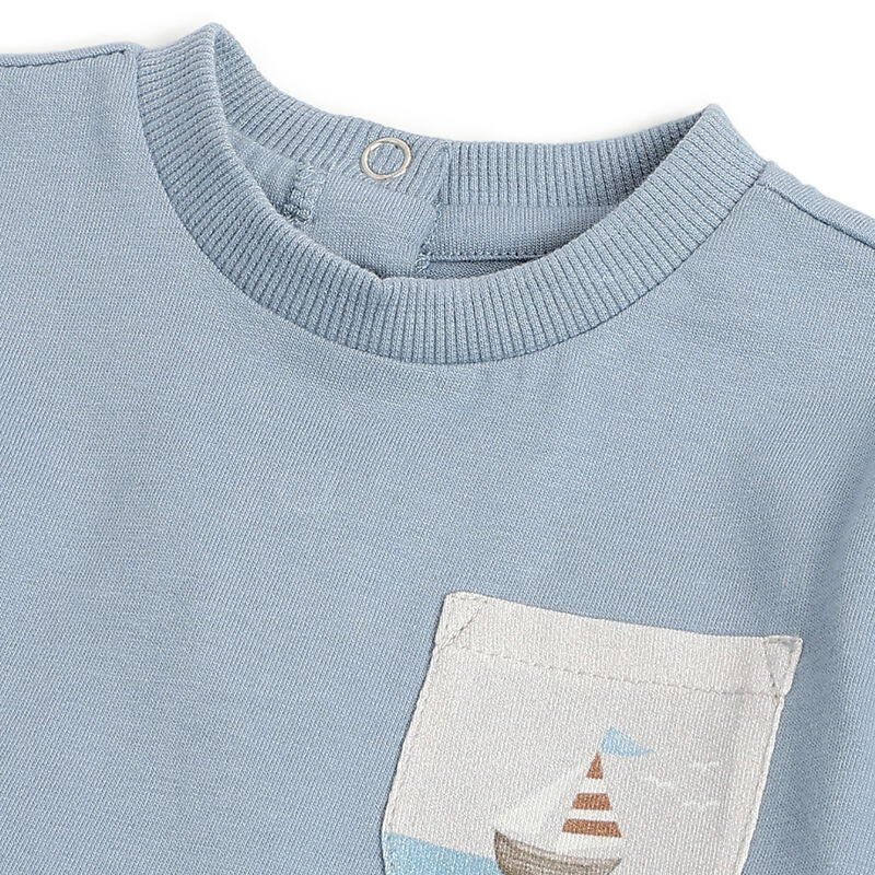 Girls Blue and Beige Embellished Smock with Leggings image number 4
