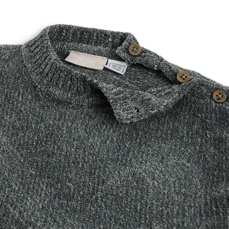 Boys Grey Solid Pullover image number 3