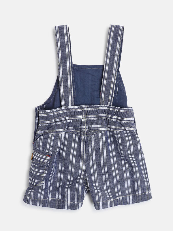 Boys White & Medium Blue T-shirt with Short Dungaree image number null
