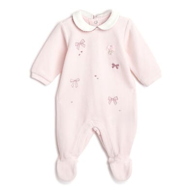 Girls Light Pink Embellished Leg Opening Babysuit