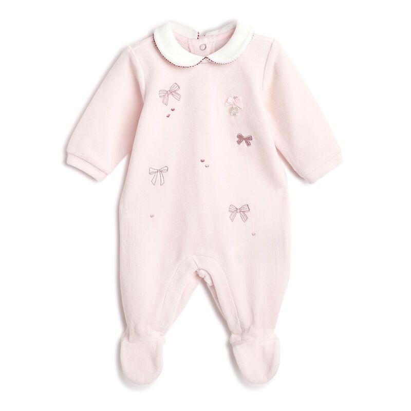 Girls Light Pink Embellished Leg Opening Babysuit image number 0