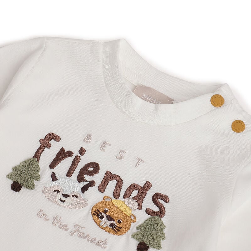 Boys White Applique Long Sleeve T- Shirt image number 2