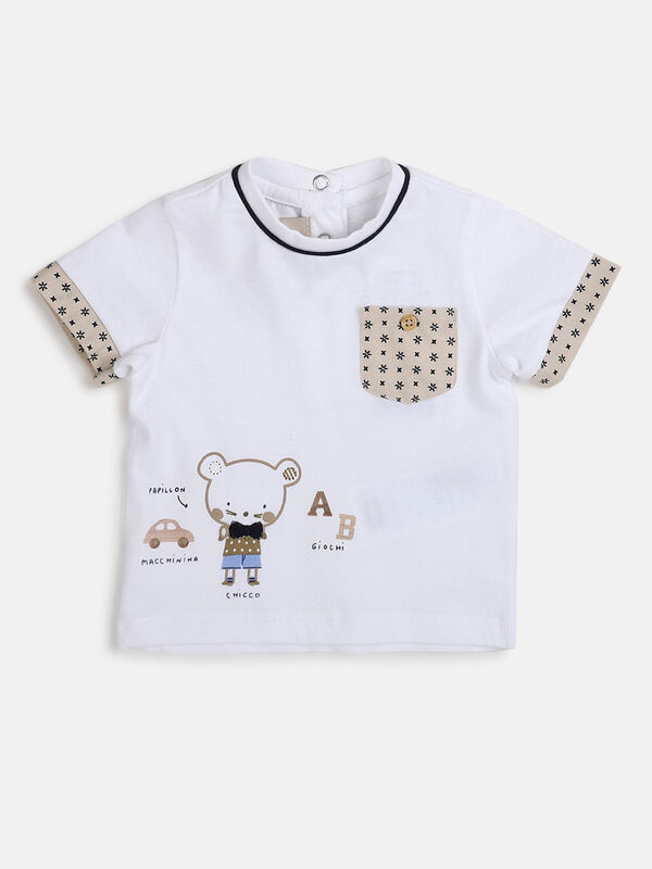 Boys White Short Sleeve Knitted T- Shirt image number 0