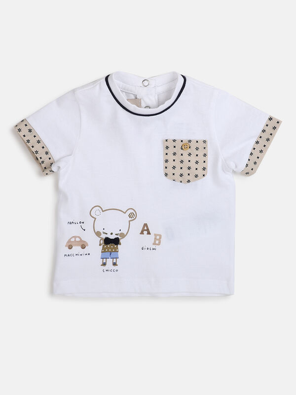 Boys White Short Sleeve Knitted T- Shirt image number null