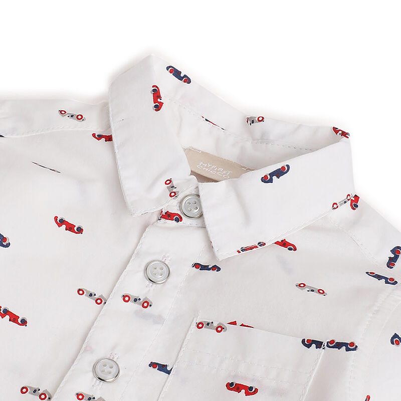 Boys White Printed Long Sleeve Shirt image number 2