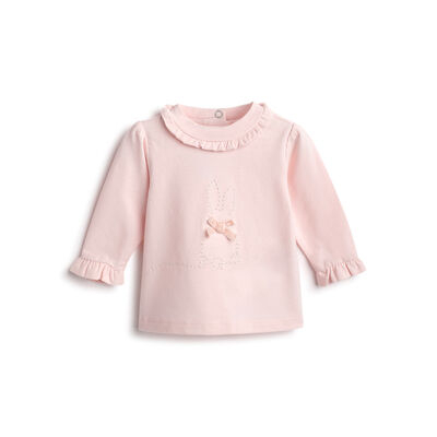 Girls Light Pink Embellished Long Sleeve T- Shirt