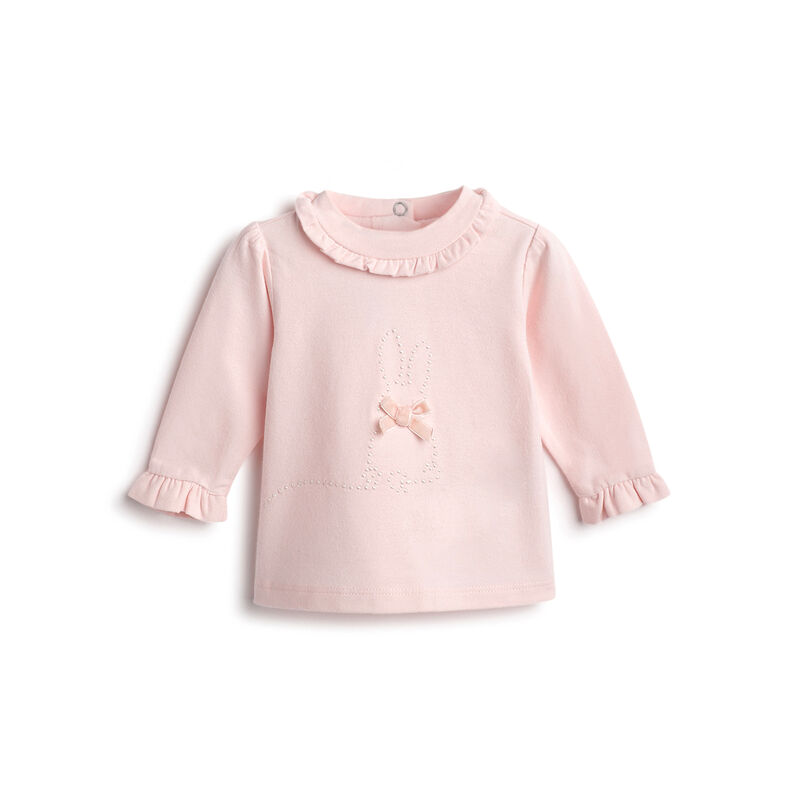 Girls Light Pink Embellished Long Sleeve T- Shirt image number 0