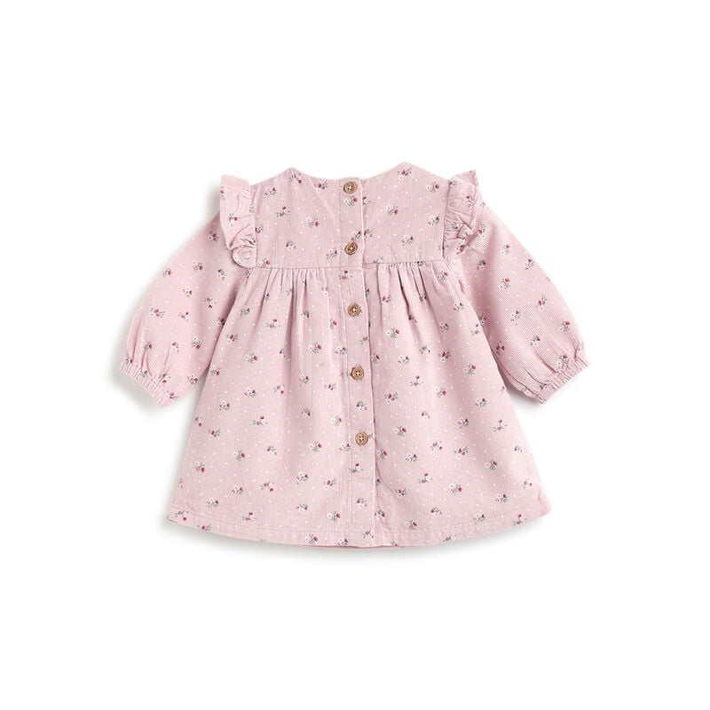 Girls Light Pink Floral Printed Long Sleeve Dress image number 1