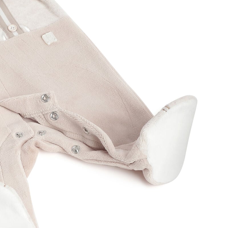 Boys Beige Embroidered Front Opening Babysuit image number 2