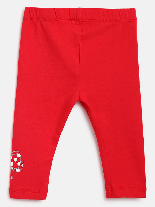 Girls Medium Red Knitted Leggings image number null