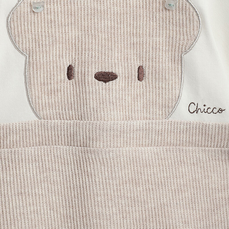 Boys Beige Applique Nappy opening Babysuit image number 4