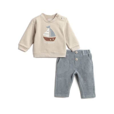 Girls Beige Applique Sweatshirt with Leggings