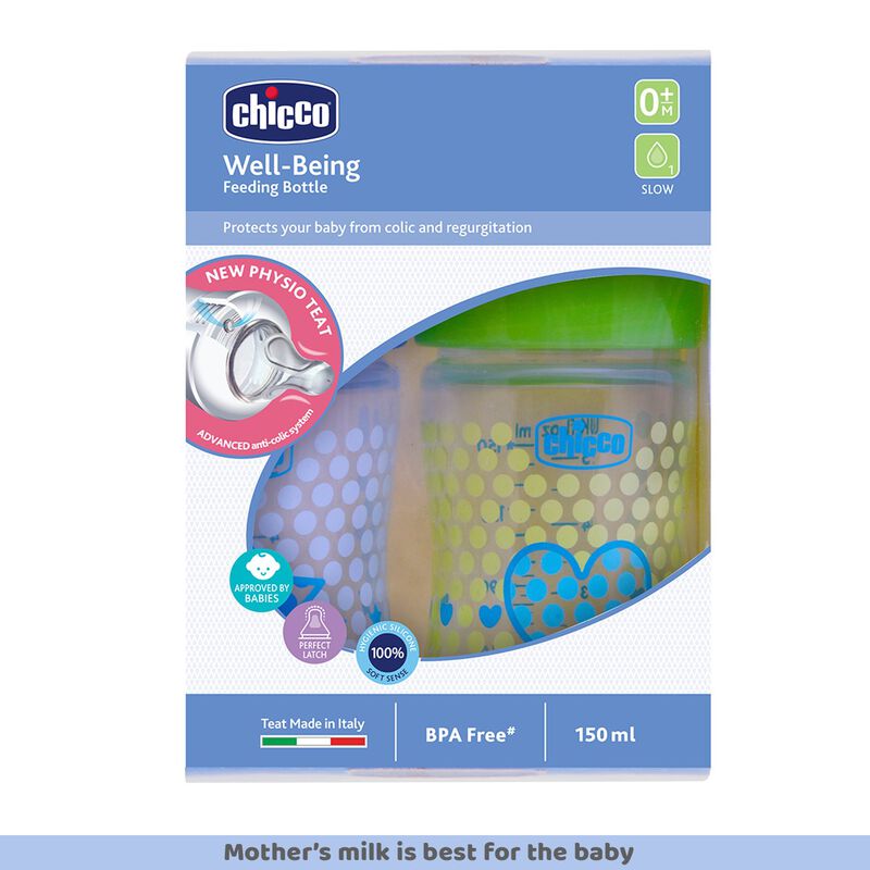 Well-Being Bi-Pack Feeding Bottle (150ml, Slow) (Pink Green) image number 1