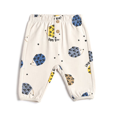 Boys Cream Printed Trousers